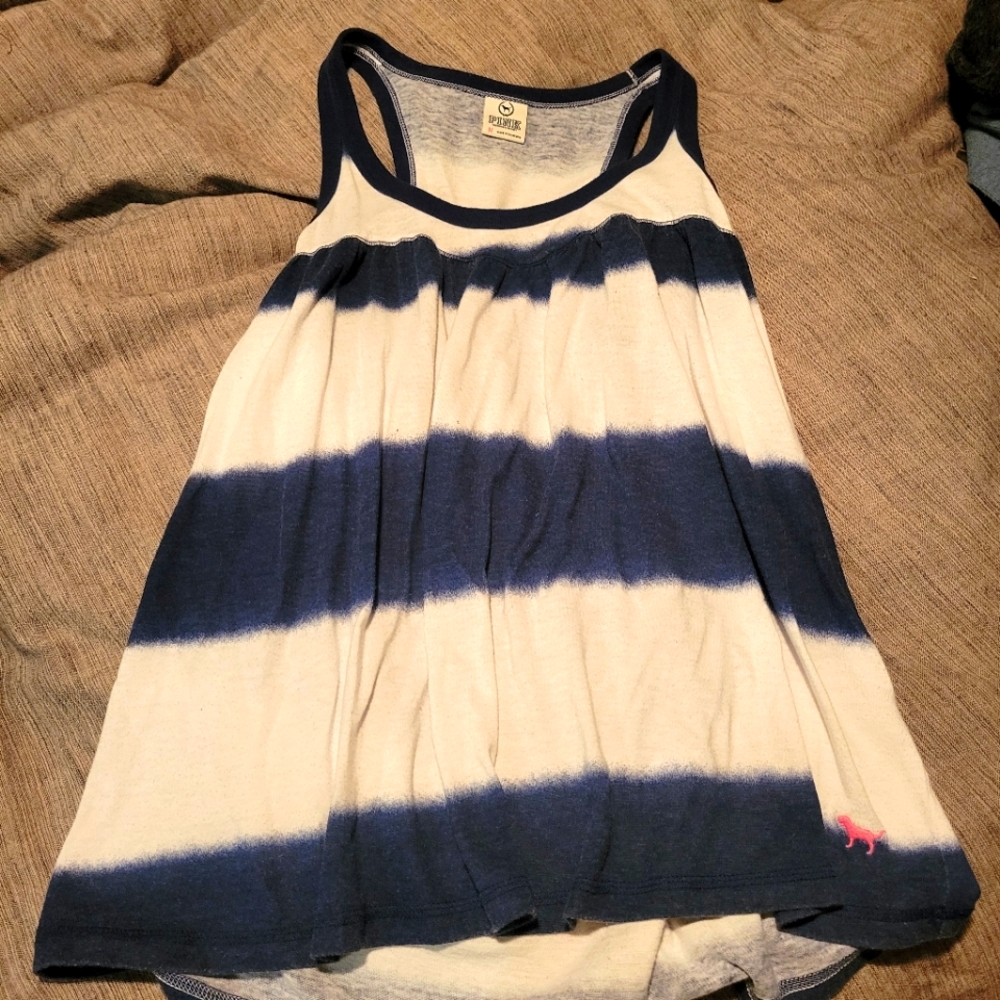 VS "Pink" white and blue racerback tank top